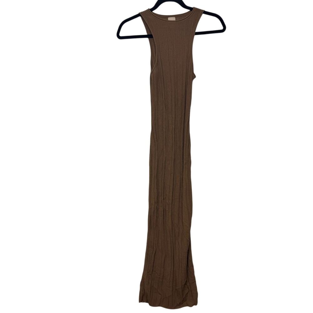 H&M Ribbed Bodycon‎ Tank Maxi Dress Mocha Brown Sleeveless Womens XS Minimalist